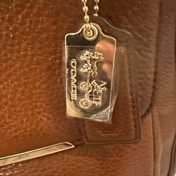 Coach Tan Leather Satchel with Gold Accents - Picture 4 of 10